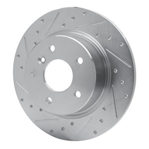 Land Rover Range Rover Brake Rotor (1) - Rear Left - R1 Concepts - Drilled & Slotted - Silver - `94-`04